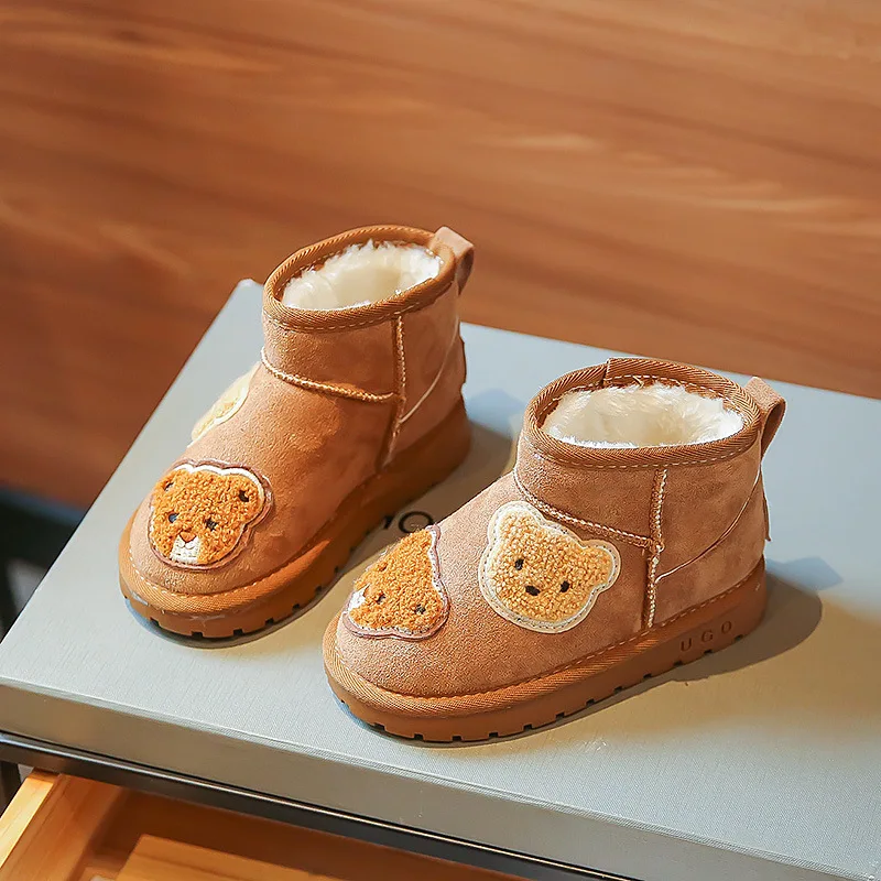 Mini Fashion - Mocka Brun Ankelstövel med Bears