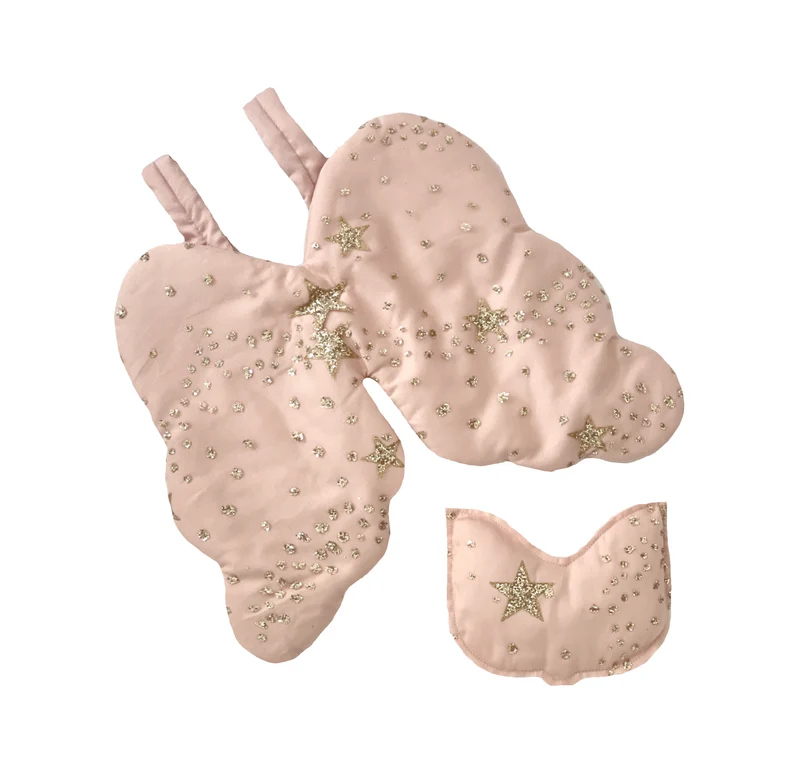 Glitter Stars Kitty Angel Wings & Eyemask Set, Blush