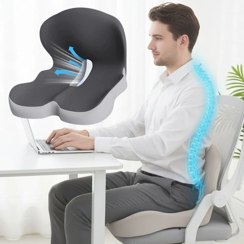Ergonomisk Memory Foam Sæde- og Rygpude for Smertelindring