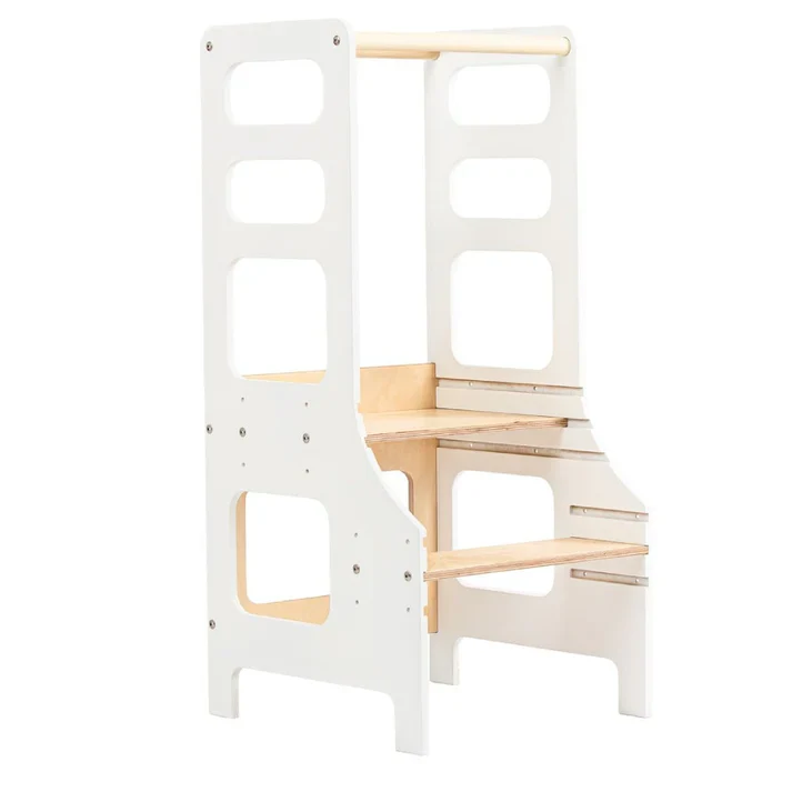 Adjustable height kitchen tower, White
