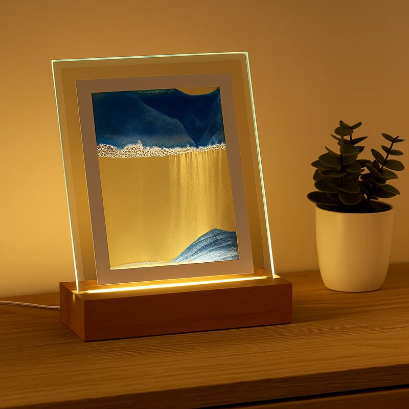 Sandkunst Lampe med Varmt LED Lys – Skab Stemning i Dit Hjem