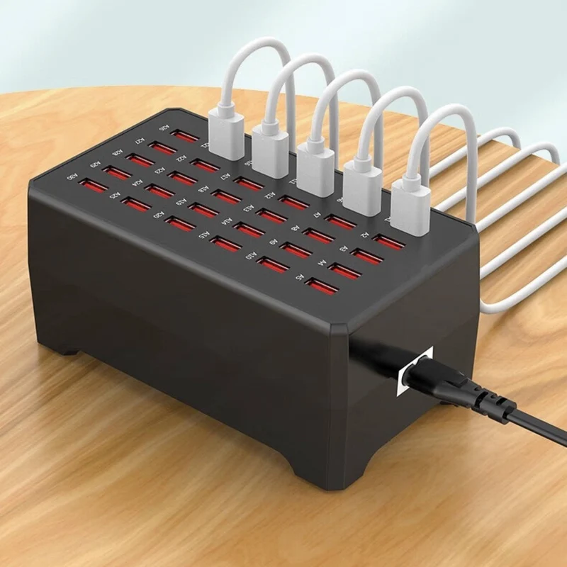 30-Port USB Opladerstation til Effektiv Enhedsopladning