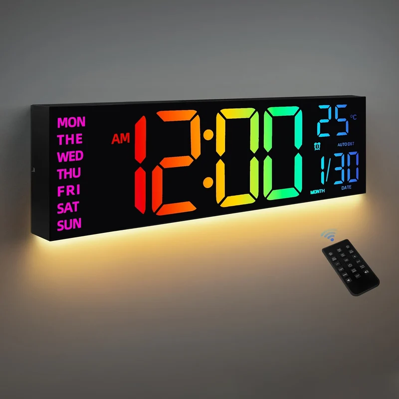 16'' RGB Vægur med Fjernbetjening og Automatisk Lysstyrke