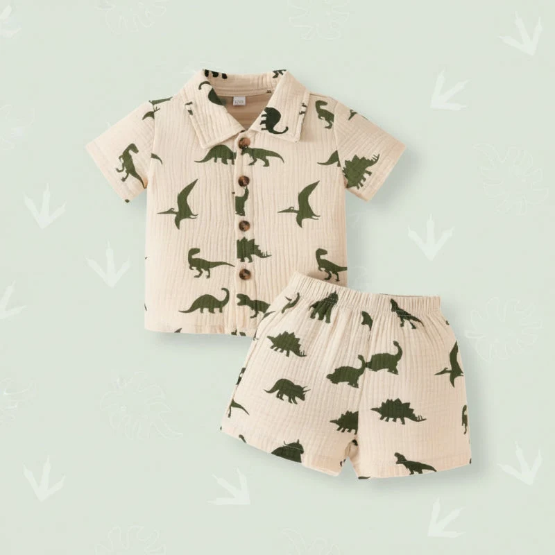Dinosaur & Car Print Outfit – Tufft & lekfullt – Sommarklädset