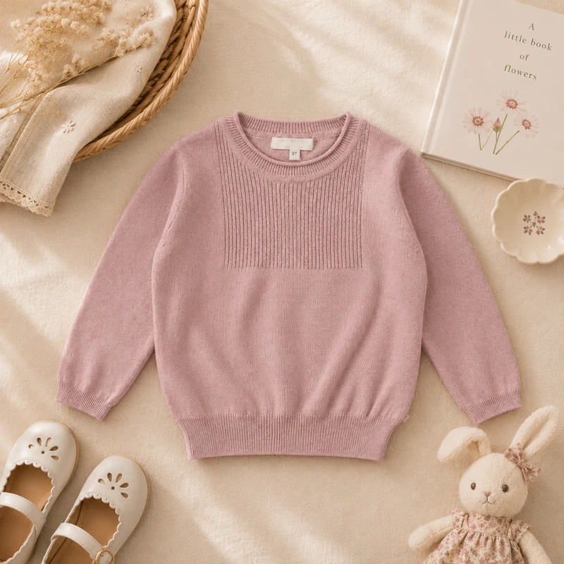 Thin Cotton Pullover – Ljus & Komfort – Stickad barntröja