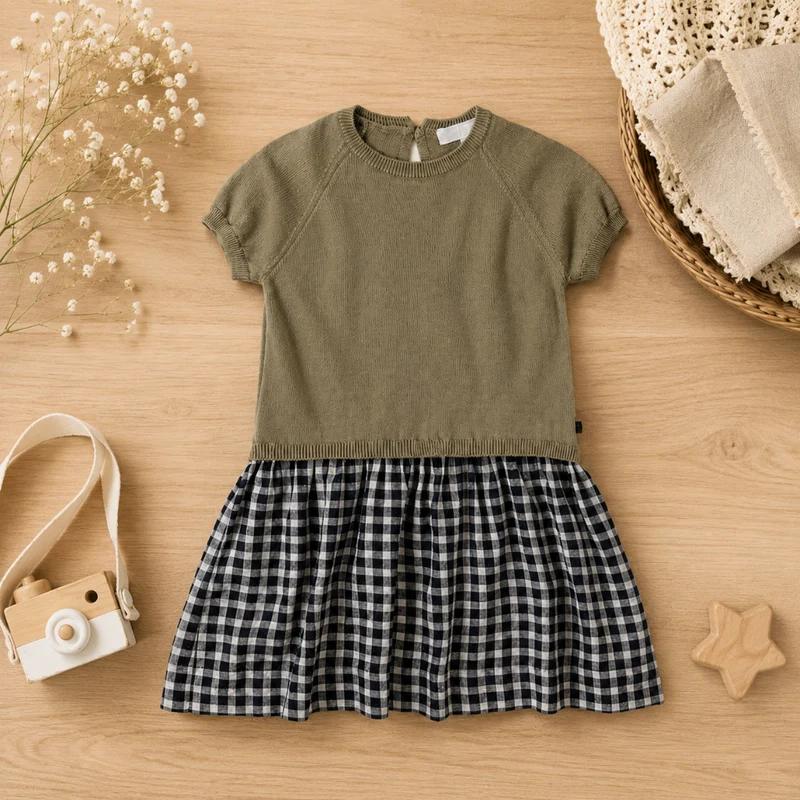 Plaid Patchwork Dress – Trendig & luftig – rutig klänning