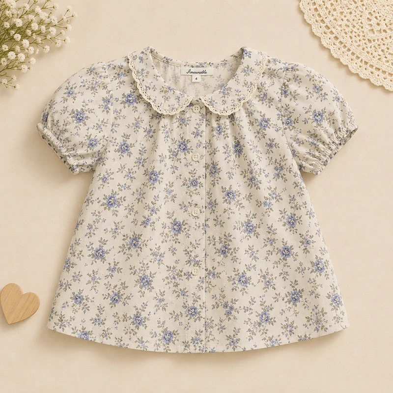 Girls Summer Fashion Top – Luftigt & bekvämt – Vintage-top för flickor