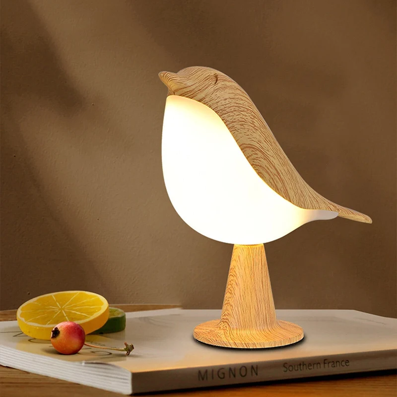Stilfuld LED Bordlampe med Fuglemotiv og Blødt Lys