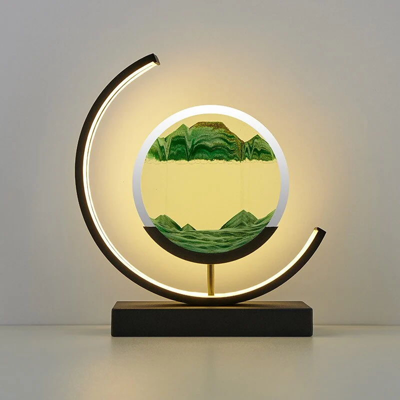 Moderne LED Bordlampe med Beroligende Sandkunst