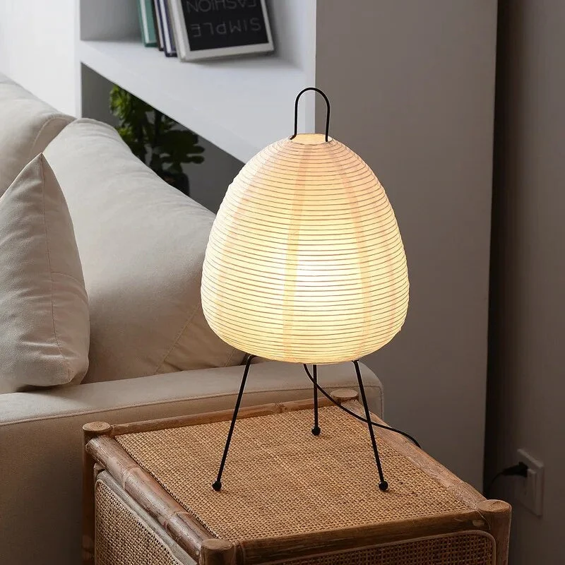 Japansk Papirbordlampe med Blødt LED Lys til Ro