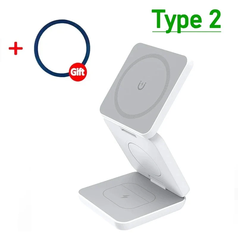 3-i-1 Hurtig Magnetisk Trådløs Oplader til iPhone, AirPods & Apple Watch