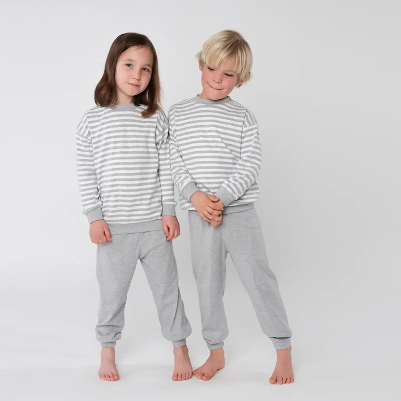 Living Crafts - unisex pyjamas - økologisk bomuld - grå & hvid