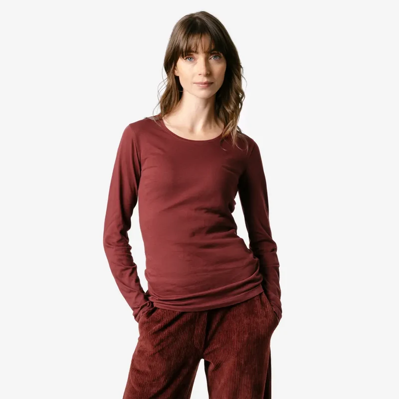 Living Crafts - dame - langærmet t-shirt - maroon