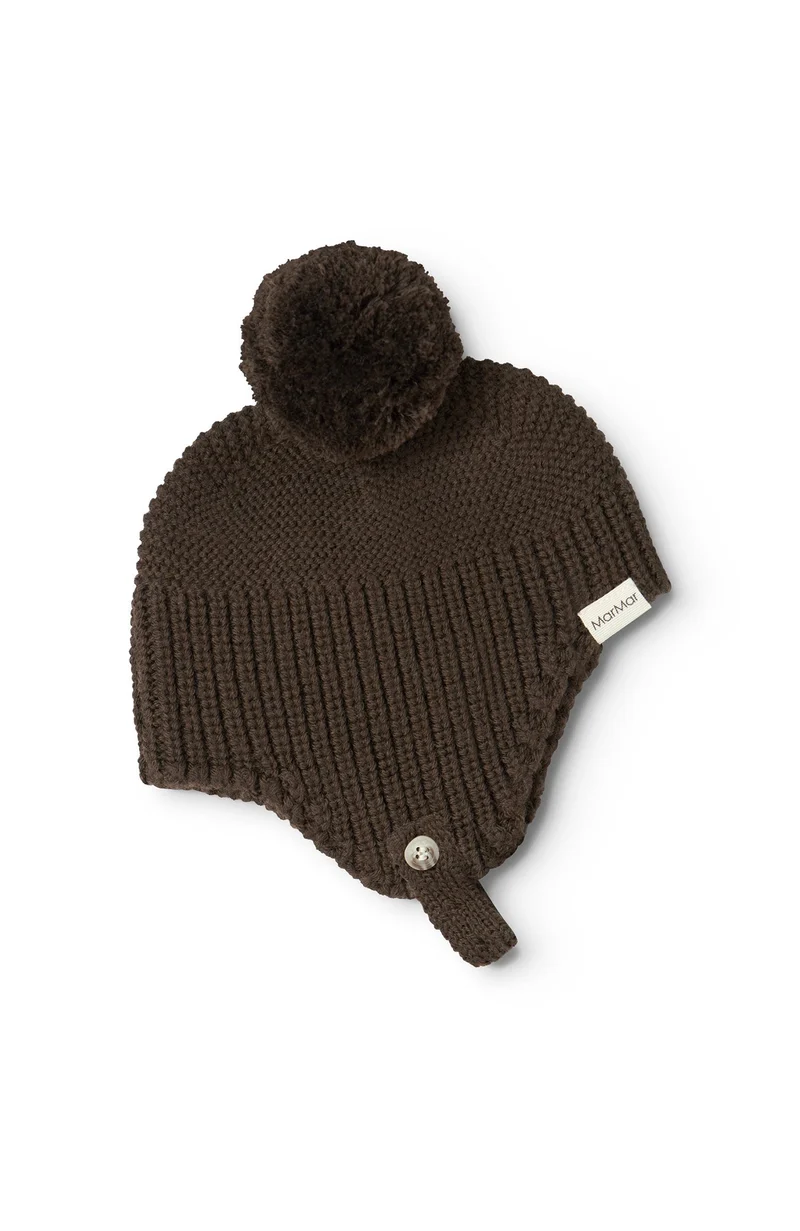Aly Pompom Light Cotton Wool Fisherman Hat - Dark Roast