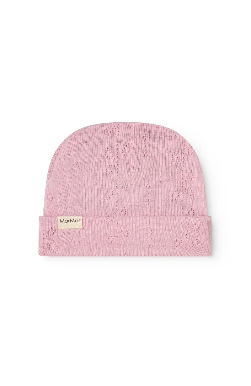 Aiko Wool Pointelle Hat - Soft Berry
