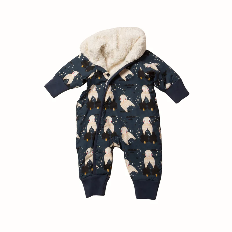 Babyoverall i sherpa – Winter Owls