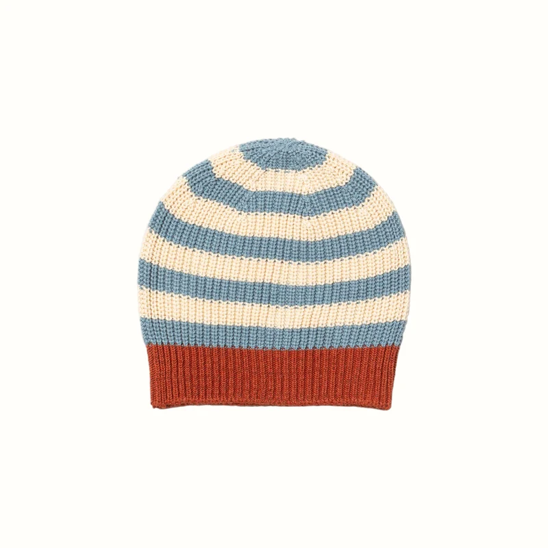 Stickad barnmössa – Blue Stripe