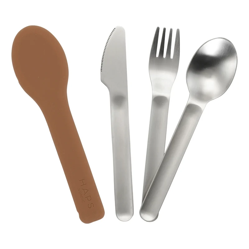 Haps Nordic - junior bestik sæt med etui - terracotta