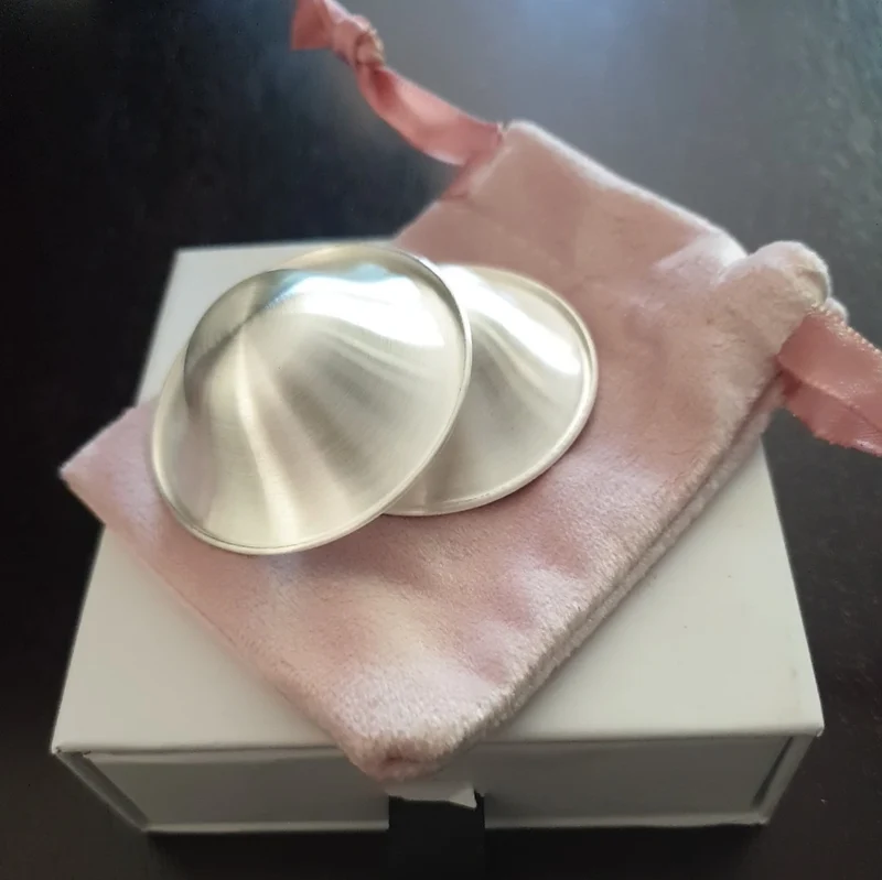 Pure Silver Nursing Cups (.999 Pure Silver, set of two with FREE silicone rim protectors)