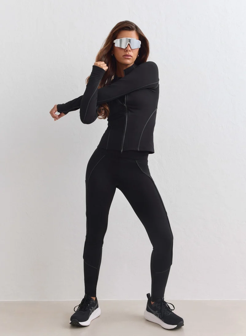 Black Warming Reflective Running Tights