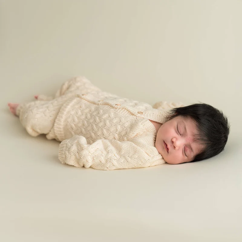 Stickat babyset Ecru i ekologisk bomull | Micu Micu