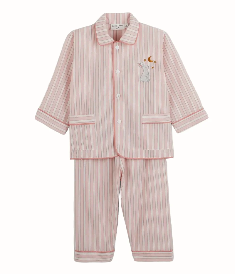 Barnpyjamas Dimanche Rose – bomullspoplin