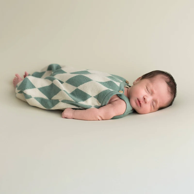 Babyromper ekologisk bomull – Diamond jeans/ecru