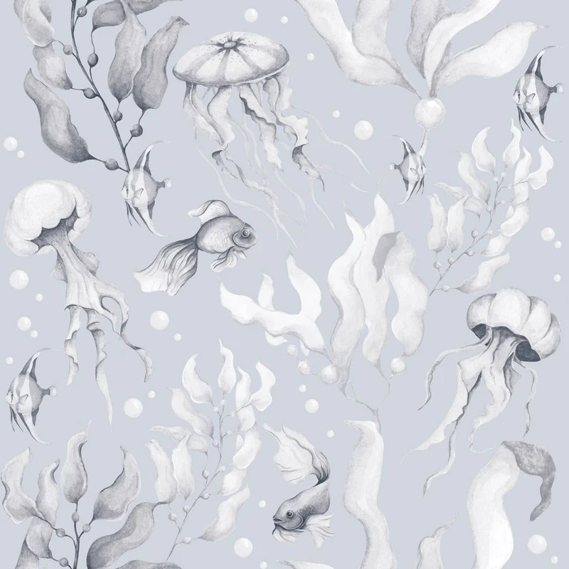 Magic of the Ocean Creamy Blue tapet – Dekornik
