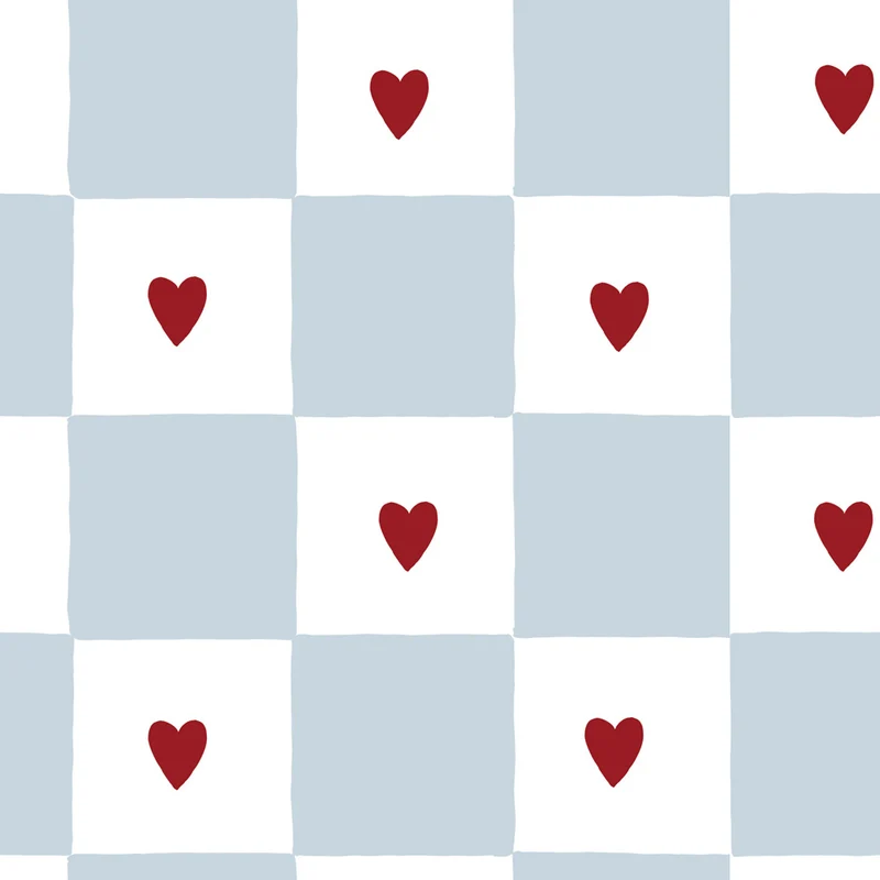 French Hearts Check tapet – Dekornik