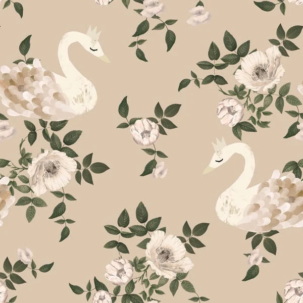 Swans Kingdom Beige tapet – Dekornik