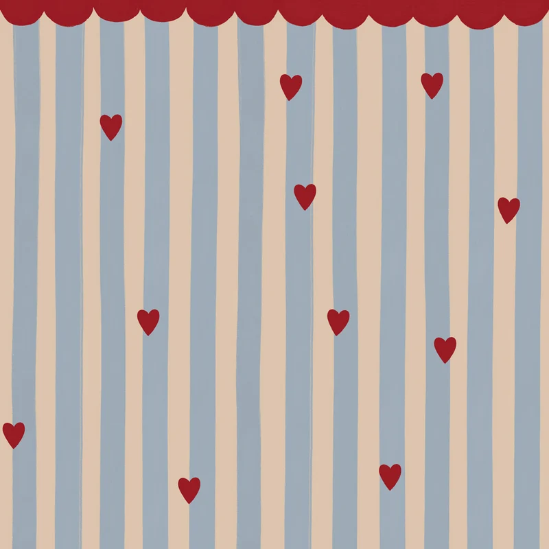 French Hearts Stripes tapet – Dekornik