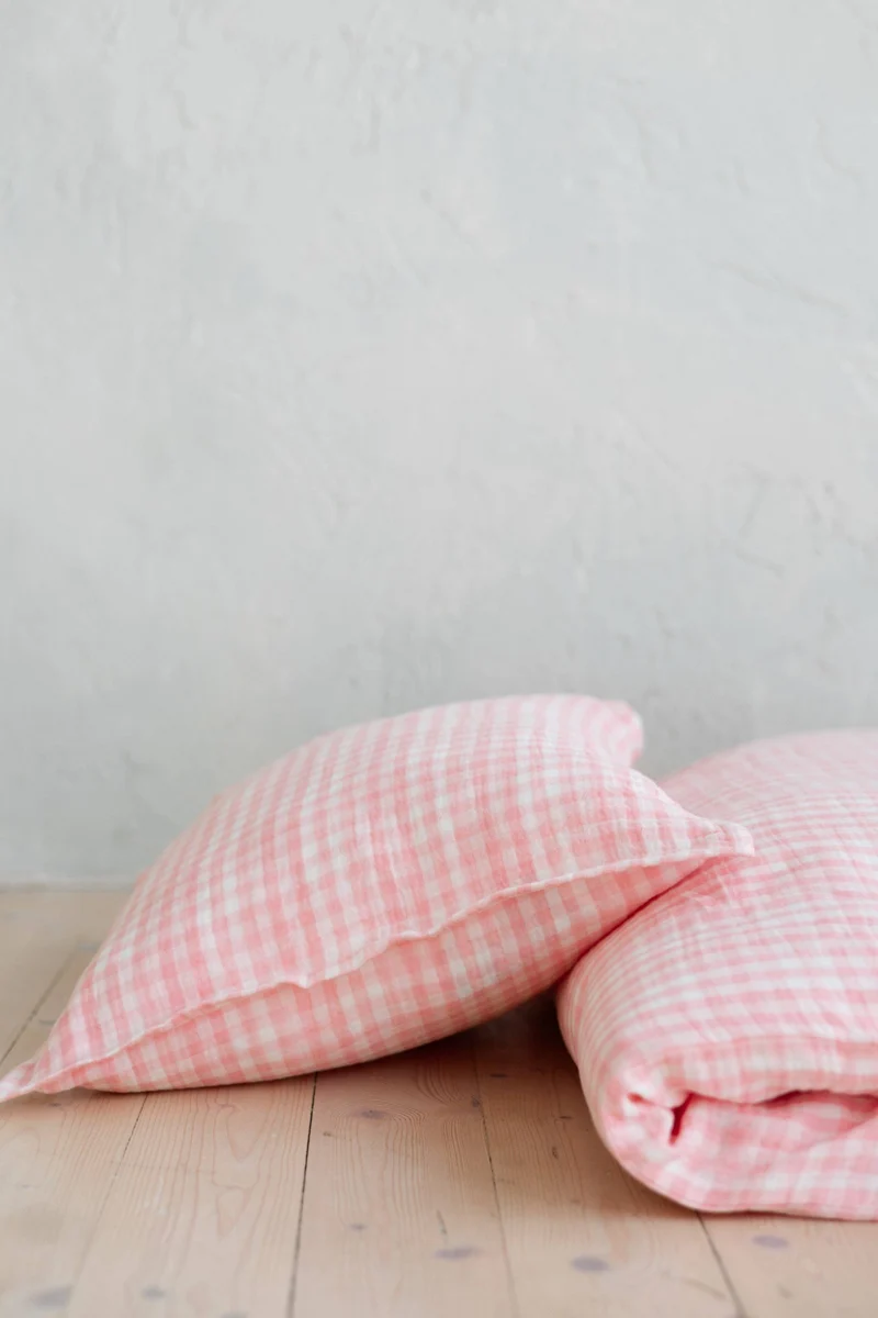 Påslakanset barn i muslin – Pink Gingham