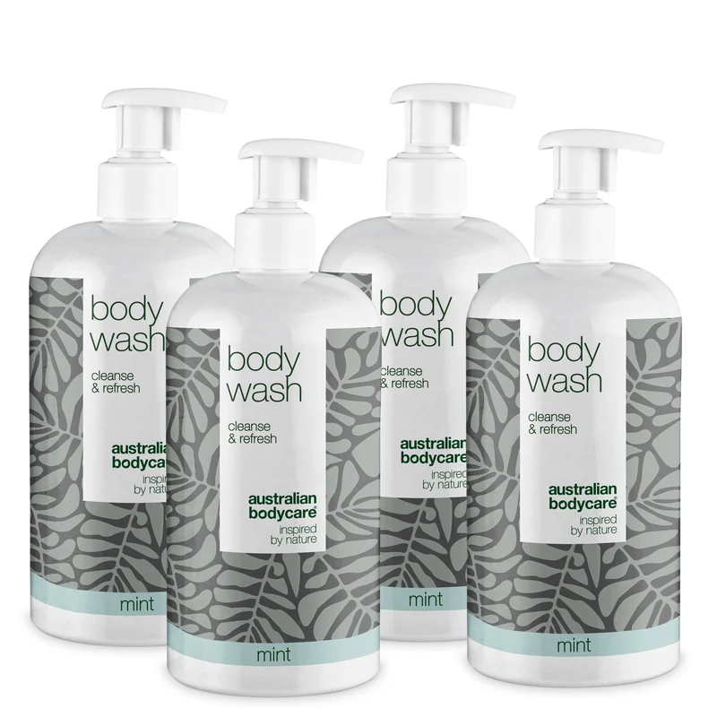 4 för 3 tea tree Body Wash 500 ml med Mint - paketerbjudande — Paketerbjudande med fyra Body Wash (500 ml): Tea tree oil Mint