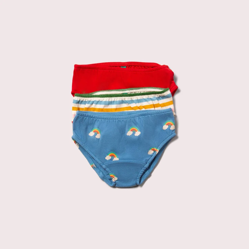 Ekologiska barnunderbyxor 3-pack – Blue Rainbows