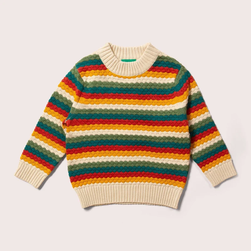 Stickad barntröja – Honeycomb Rainbow