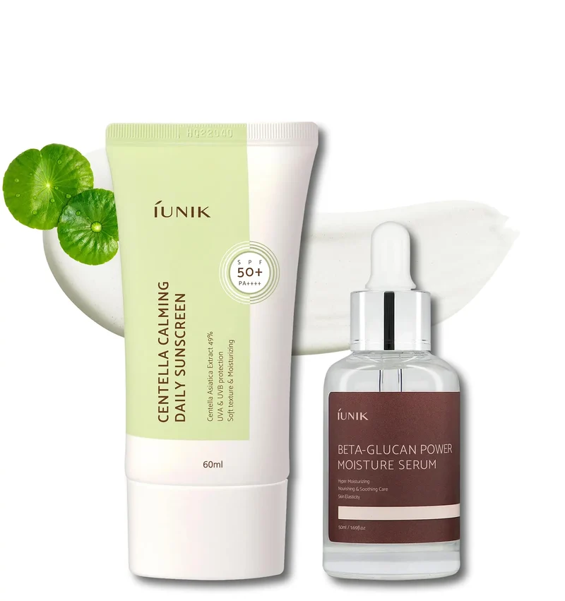 iUNIK Centella Calming Daily Sunscreen 60ml + iUNIK Beta Glucan Power Moisture Serum 50ml