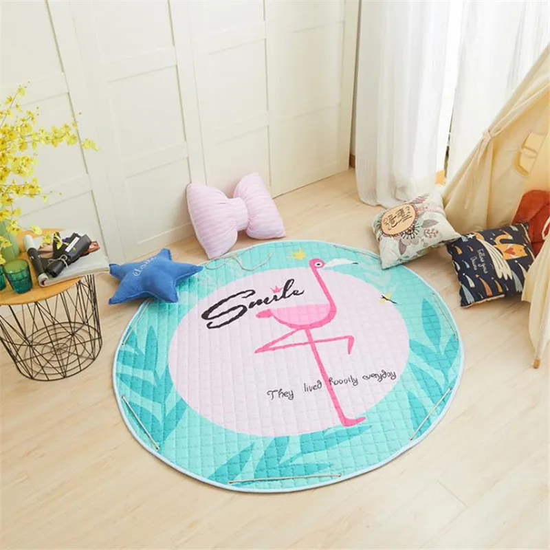 Round Kids Room Carpet – Nordic Animal Play Mat 150cm