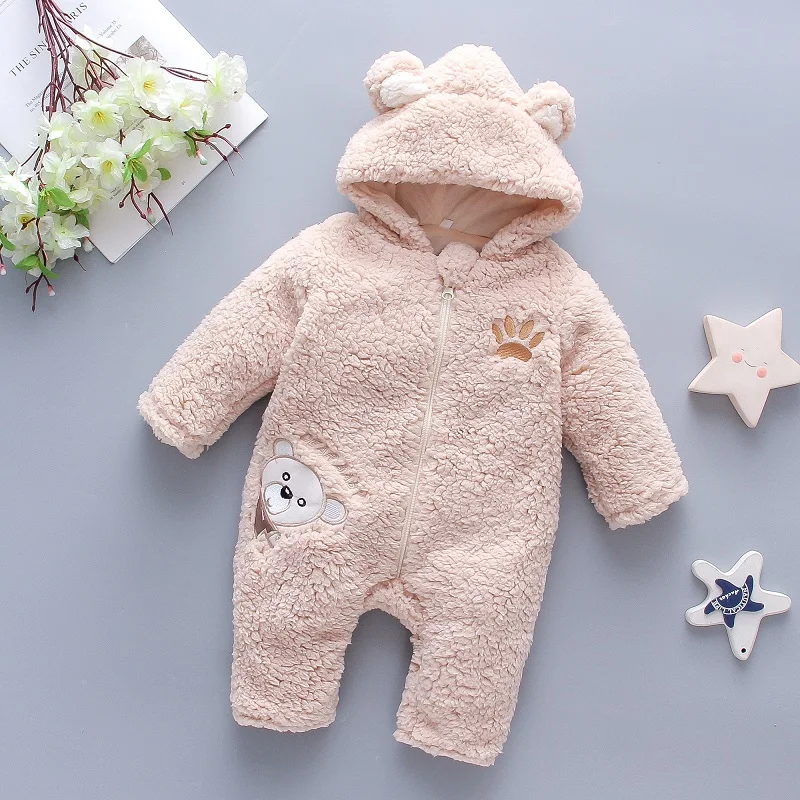 Fluffy Lamb Baby Romper – Warm Winter Jumpsuit