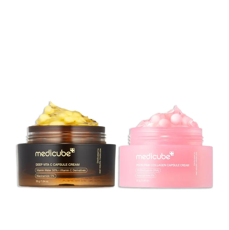 medicube Deep Vitamin C Capsule Cream 55g + PDRN Pink Collagen Capsule Cream 55g