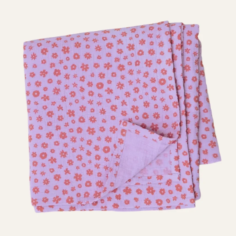 Organic Muslin Swaddle | Lavender Cosmos