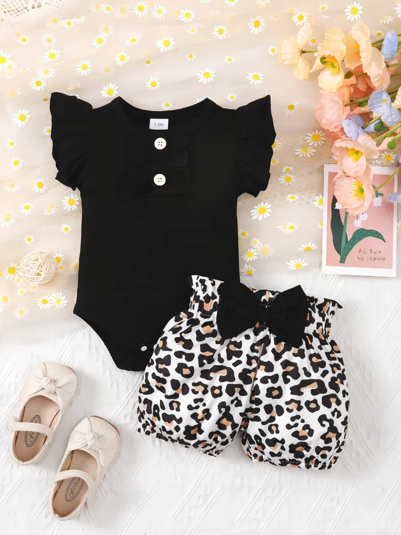 Summer Baby Jumpsuit Set – Leopard Play Style