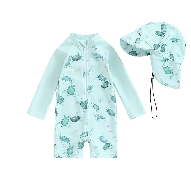 Baby Boys Rash Guard Set – Turtle & Dinosaur Print