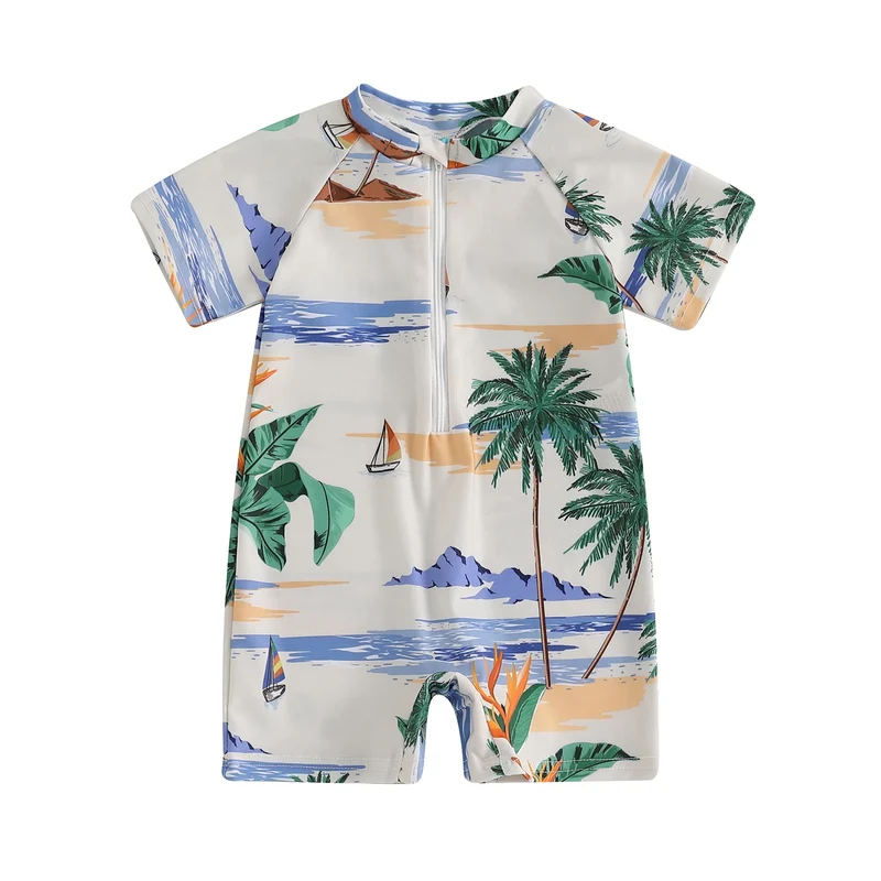 Baby Rash Guard – Shark Print Long Sleeve Zip Up