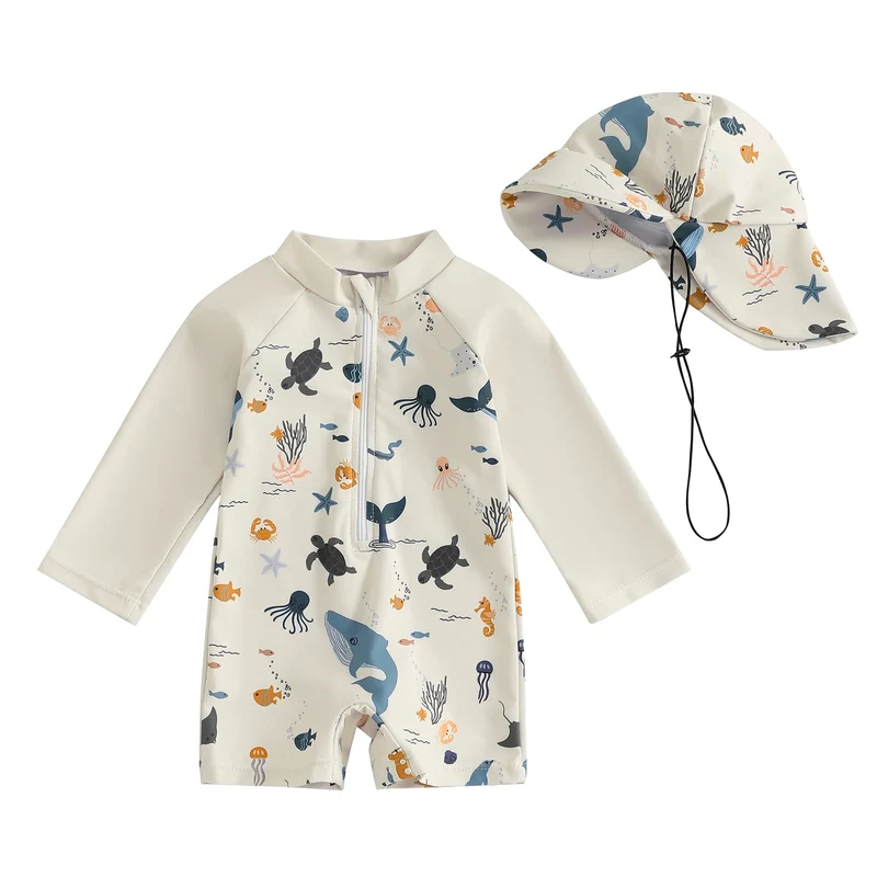 Baby Boys Rash Guard Set – Marine Animal Print