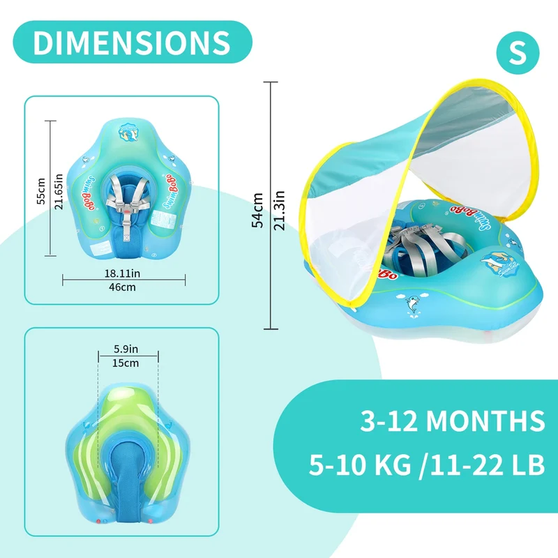 Baby Float Ring with Canopy – UV Sun Protection