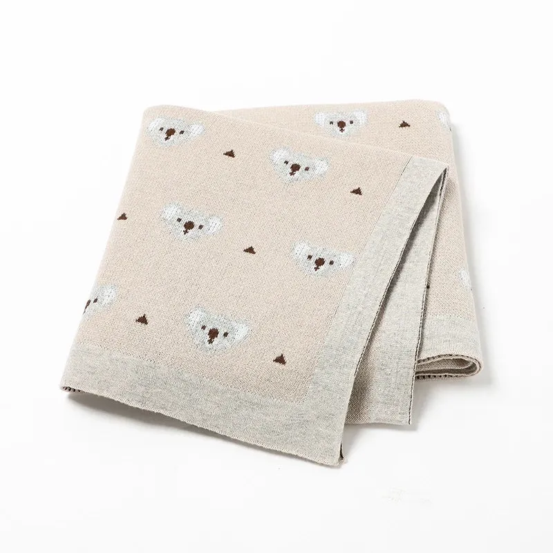 Cartoon Koala Baby Blanket – Soft Cotton Knit Swaddle
