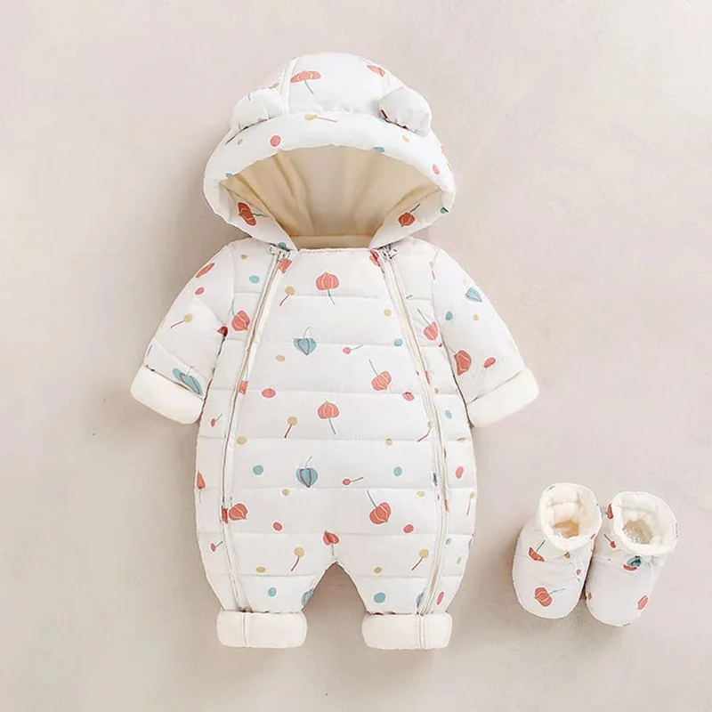 Baby Winter Romper – Hooded Thick Jumpsuit for Newborns & Toddlers