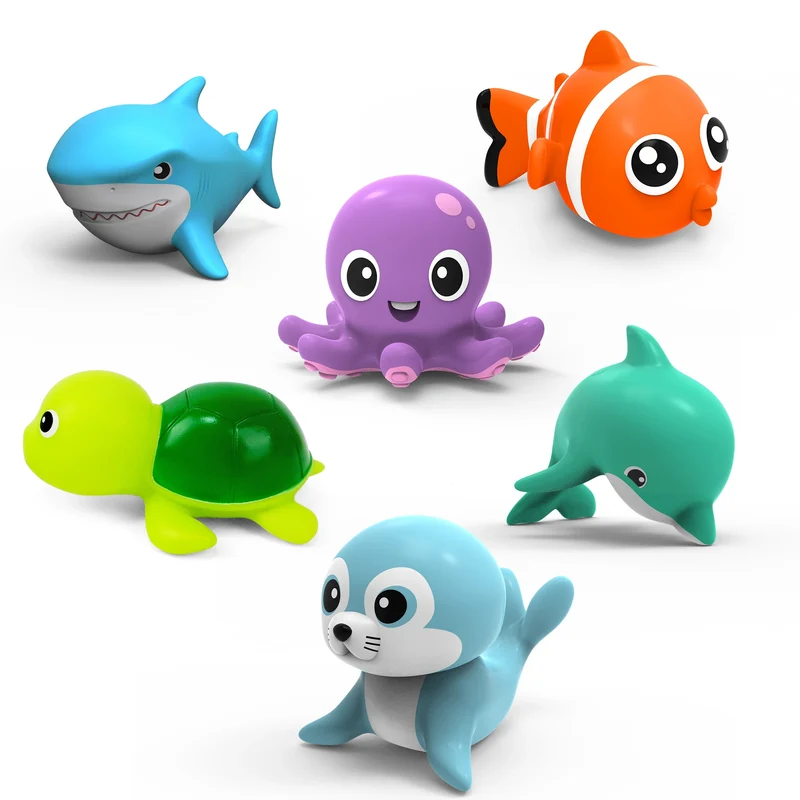 Baby Sea Animal Bath Toy Set – 8pc Mould-Resistant Water Toys