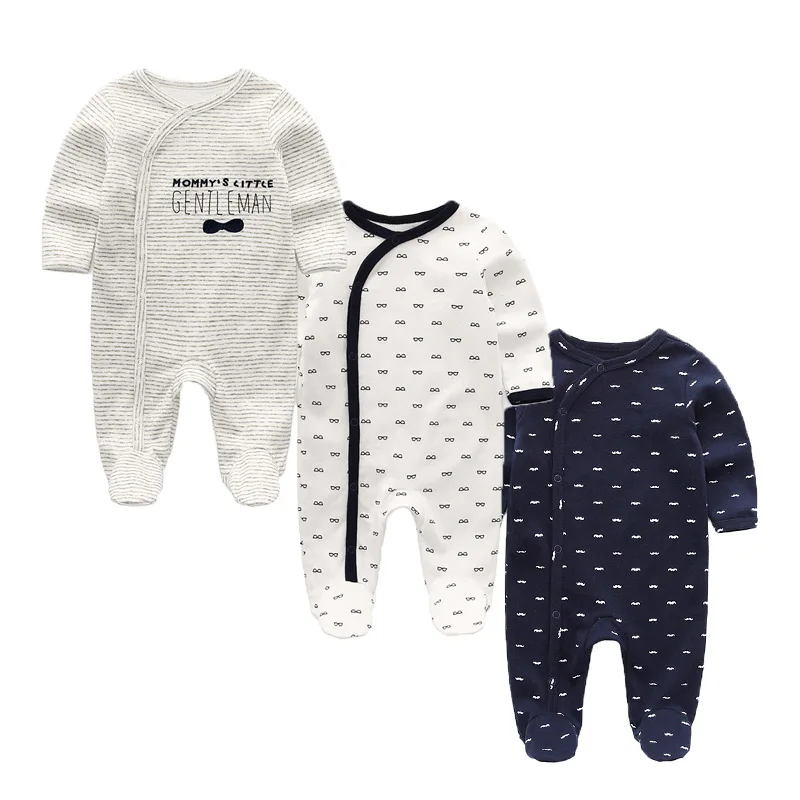 Cozy Autumn Cotton Rompers – Newborn 3-Pack
