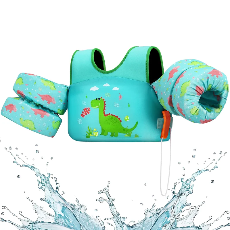 Kids Life Vest with Foam Arm Floats & Safety Whistle